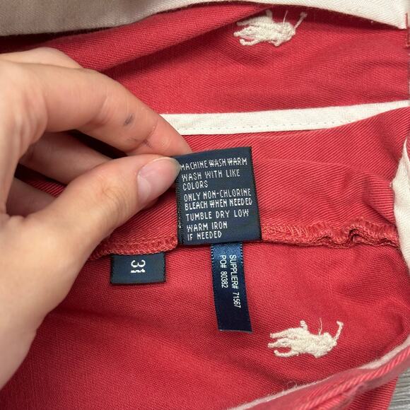 Vintage 90s Y2K Polo Ralph Lauren Red‎ Embroidered Pony AOP Mens 31 Tyler Shorts - Picture 5 of 12